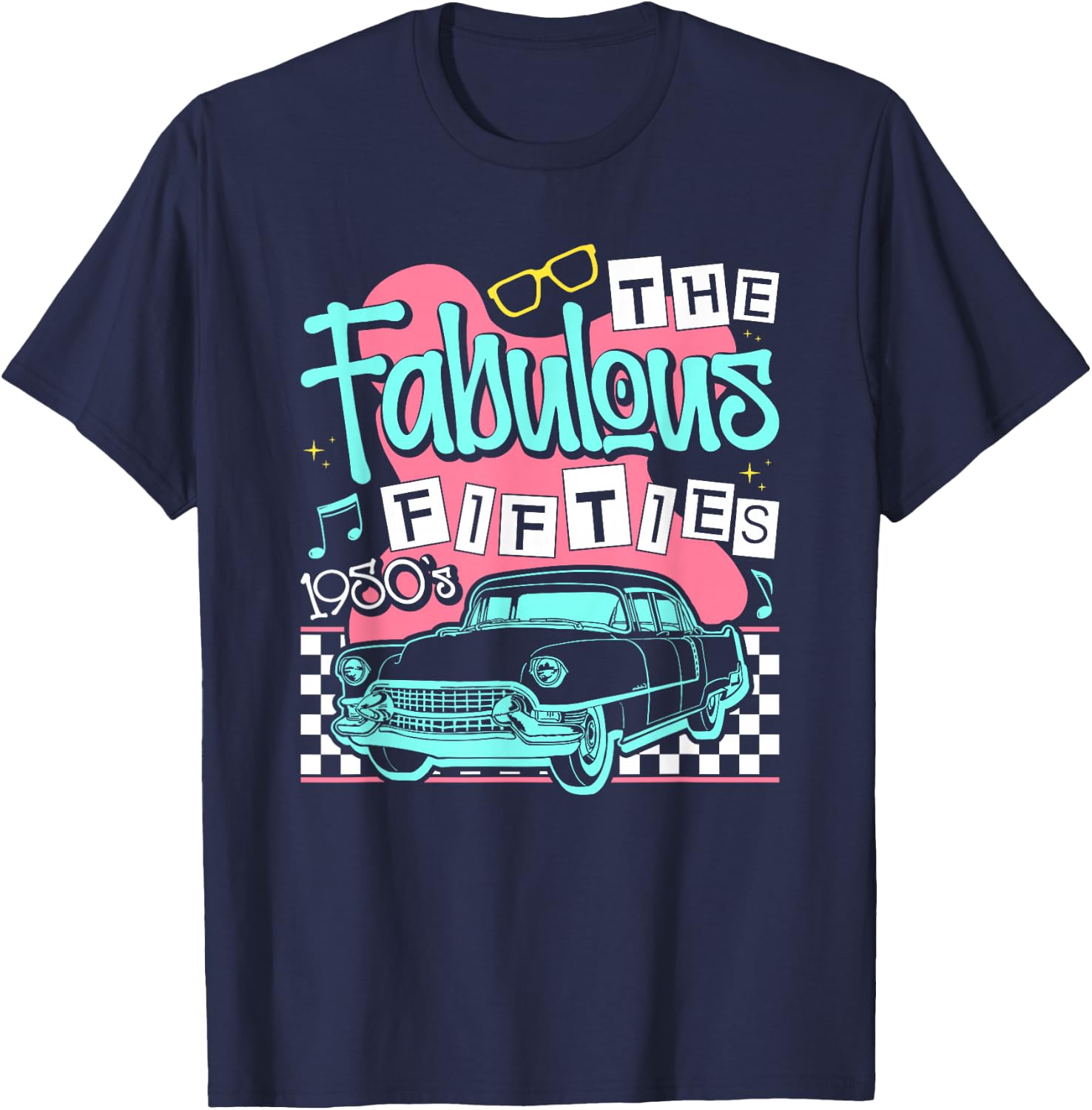 The Fabulous Fifties 1950s Classic Car T-Shirt - T-Shirt | Navy