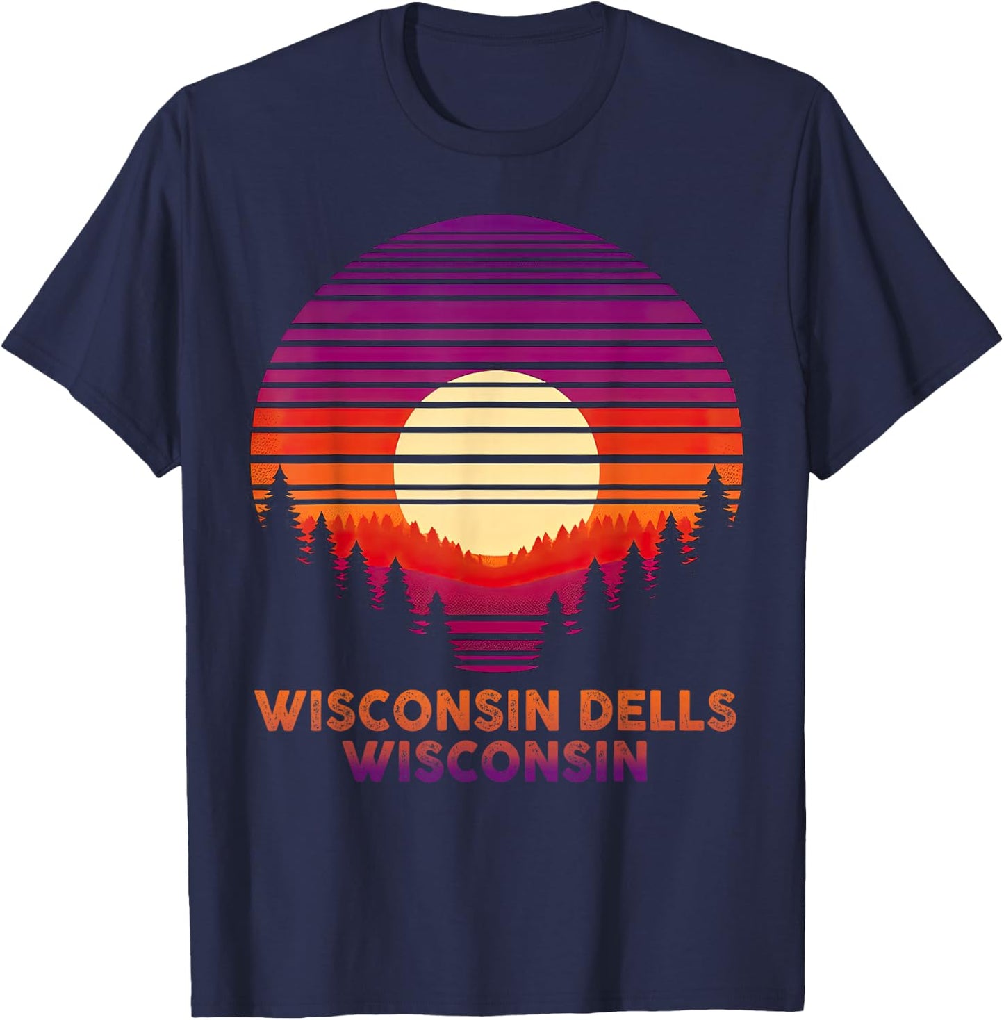 Vintage Wisconsin Dells Wisconsin WI Retro 80s 90s Graphic T-Shirt - T-Shirt | Navy