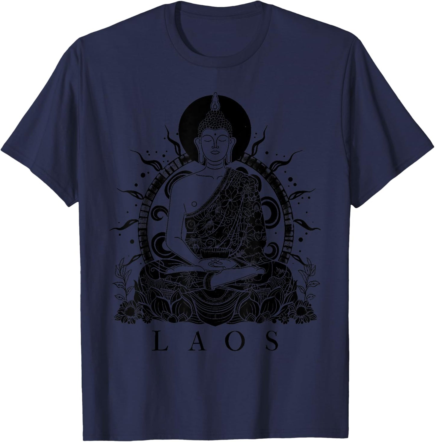 We Love Laos - Buddha Co. Laos Buddha Vintage Buddhist Souvenir T-Shirt - T-Shirt | Navy