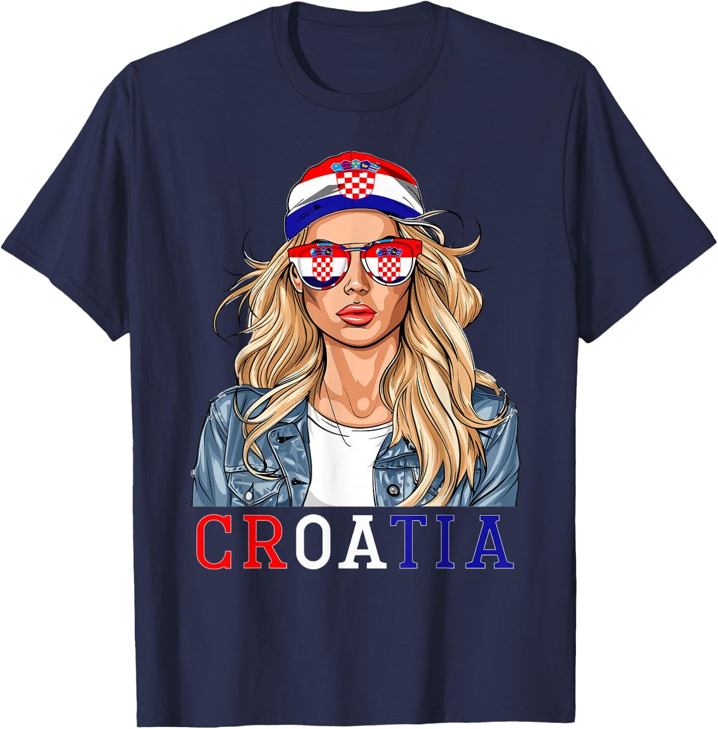 Croatian Flag Souvenirs Woman Dress Products Croatia T-Shirt - T-Shirt | Navy