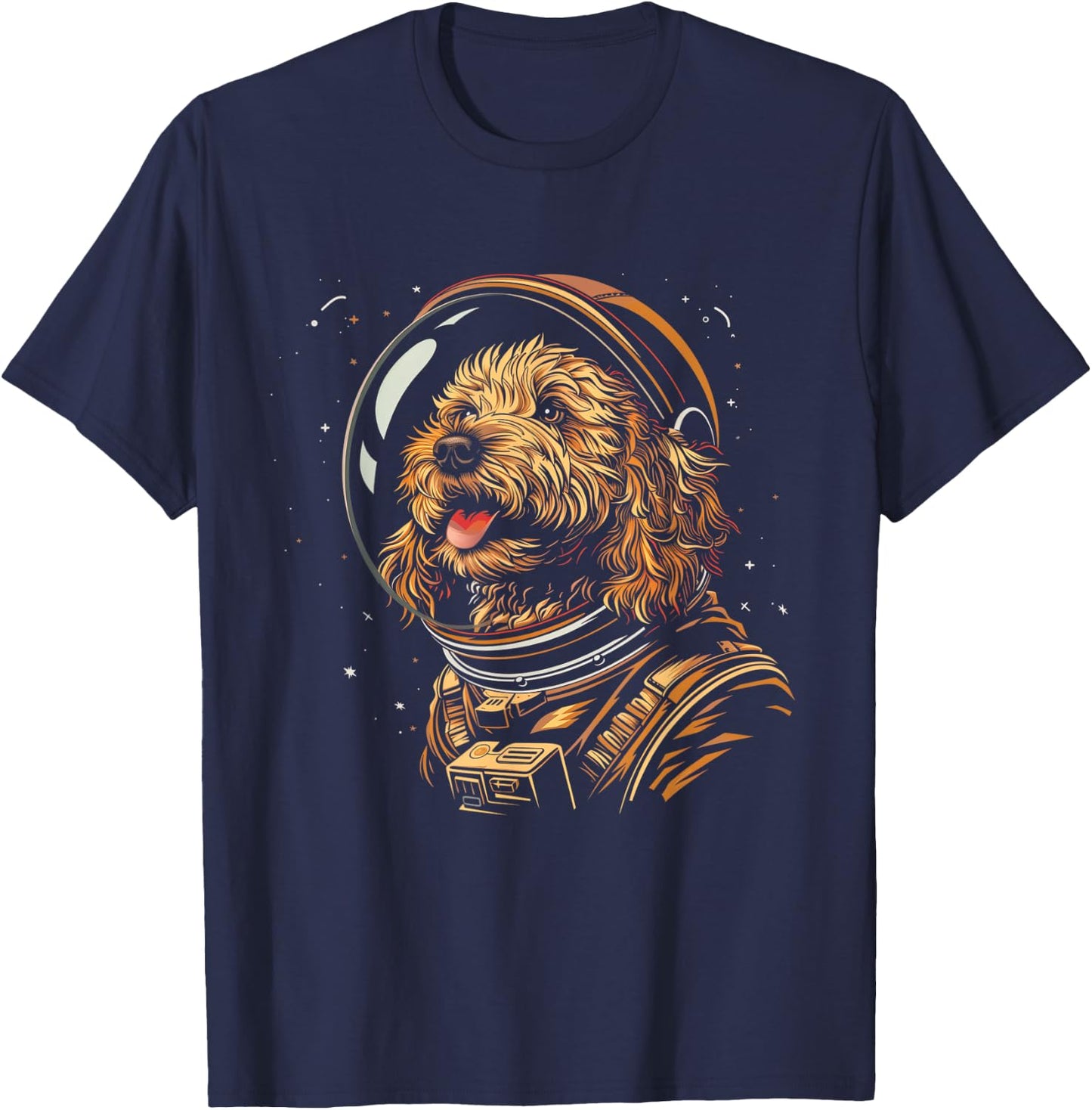 Goldendoodle Astronaut Space Suit Funny Doodle Dog Mom Dad Women Kids T-Shirt - T-Shirt | Navy