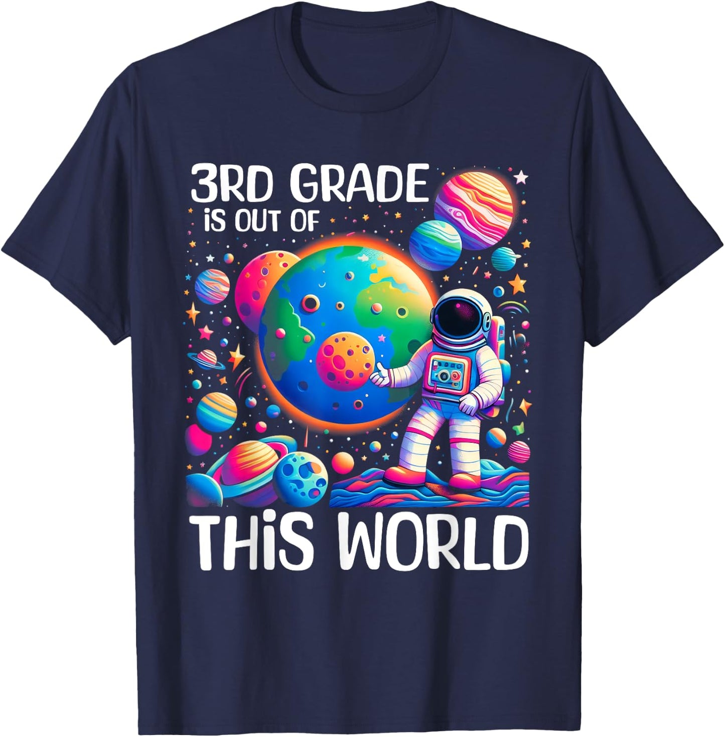 3rd grade Is Out Of This World Back To School Astronaut Kids T-Shirt - T-Shirt | Navy