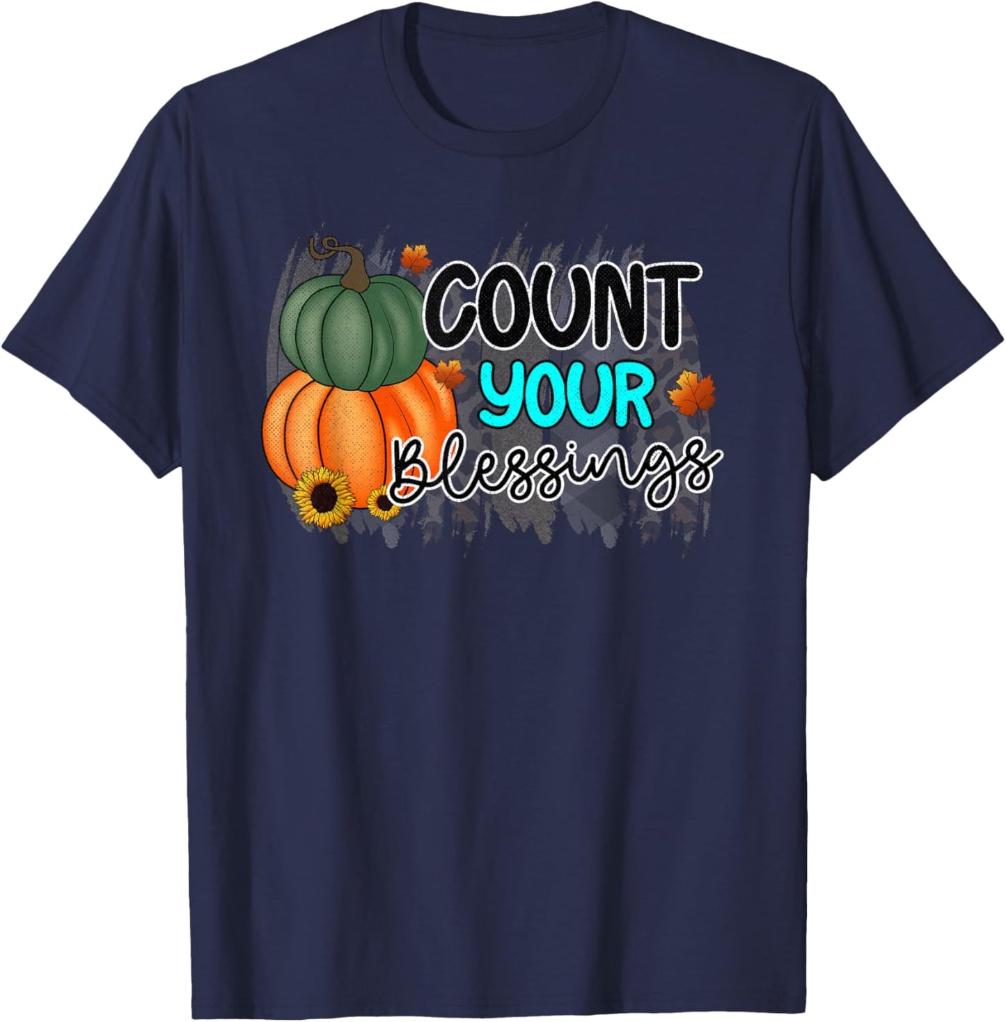 Count Your Blessings Cute Thanksgiving T-Shirt - T-Shirt | Navy