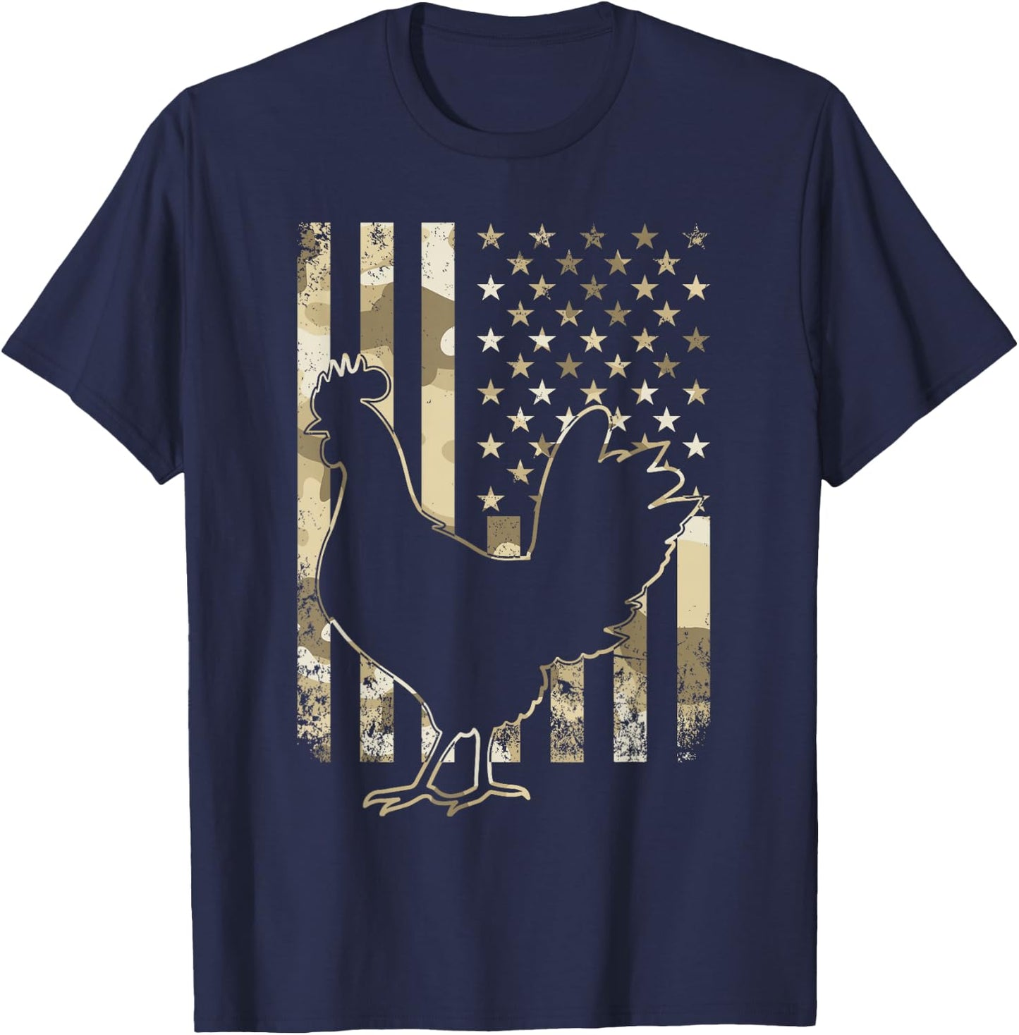 Chicken US American Flag Patriotic Chicken Lover 4th of July T-Shirt - T-Shirt | Navy