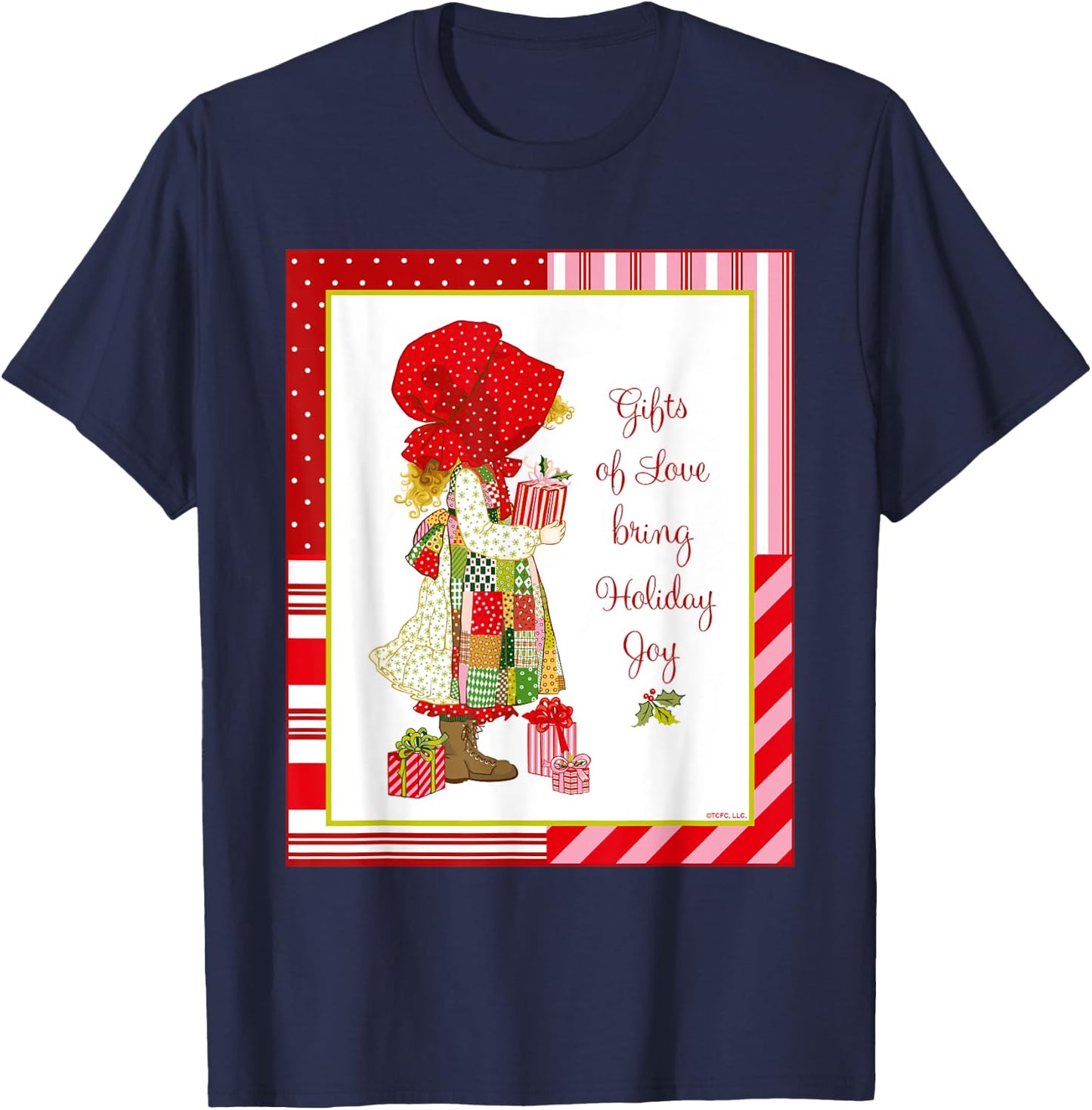 Holly Hobbie Classic Christmas Gifts Love Bring Holiday Joy T-Shirt - T-Shirt | Navy