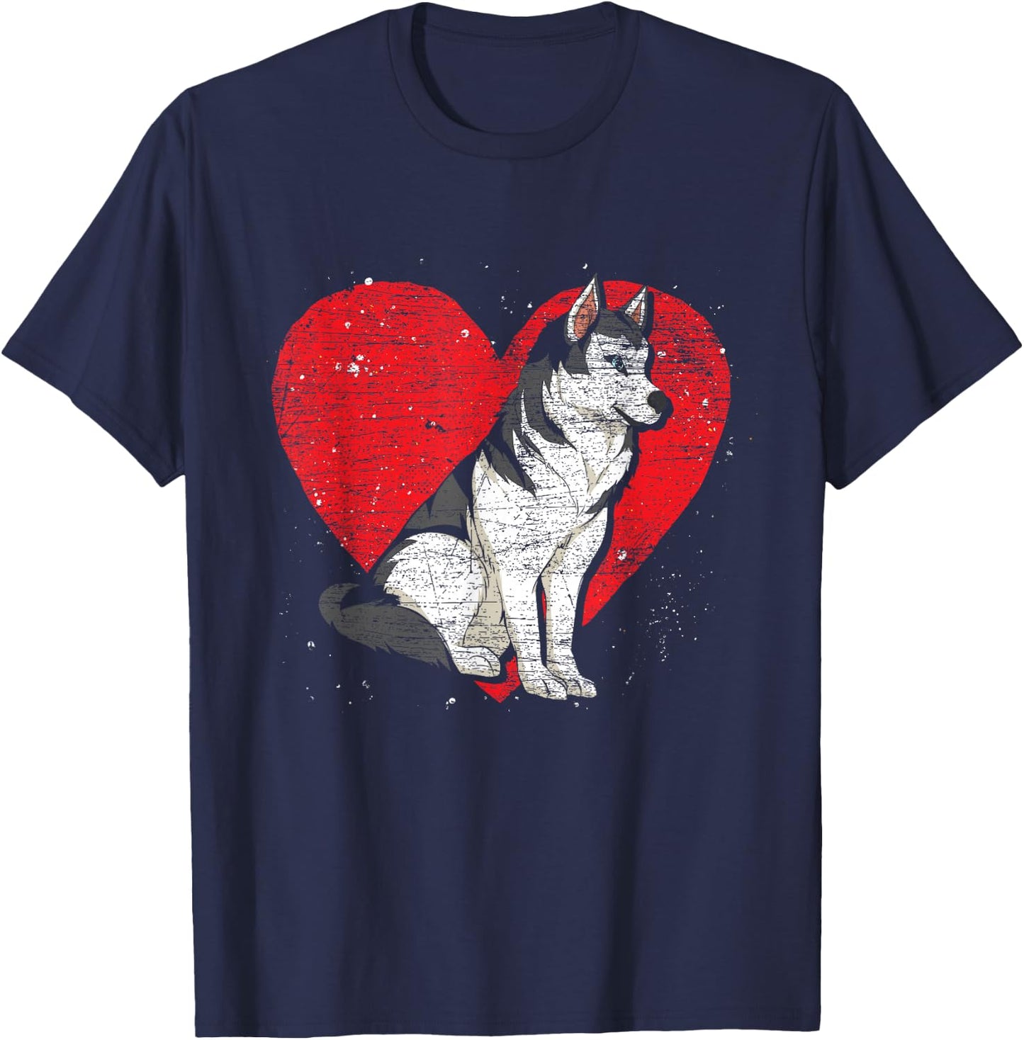 Animal Dog Lover Heart Pet Siberian Husky T-Shirt - T-Shirt | Navy