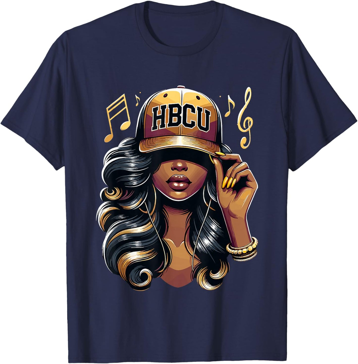 Beautiful Black Women HBCU T-Shirt - T-Shirt | Navy