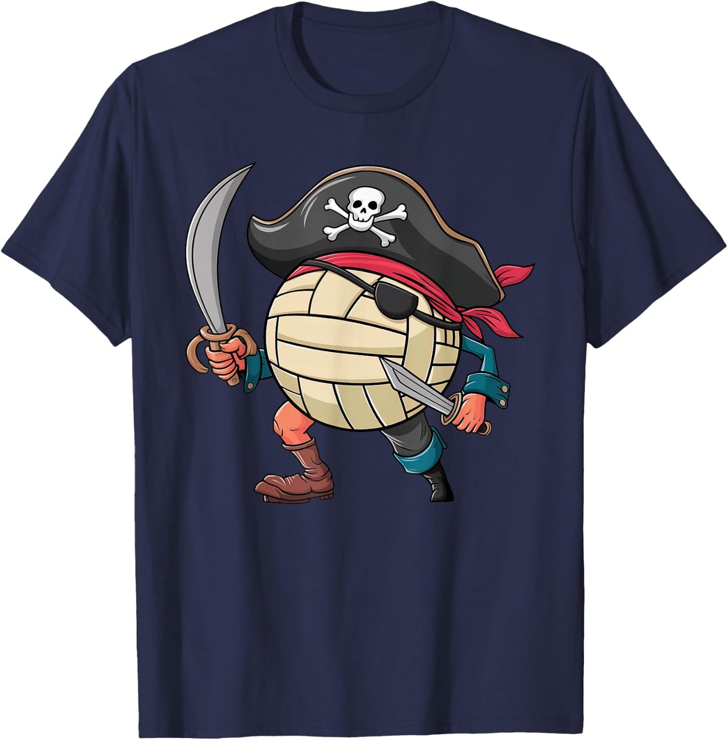 Volleyball Pirate Halloween Player Kids Pirate T-Shirt - T-Shirt | Navy