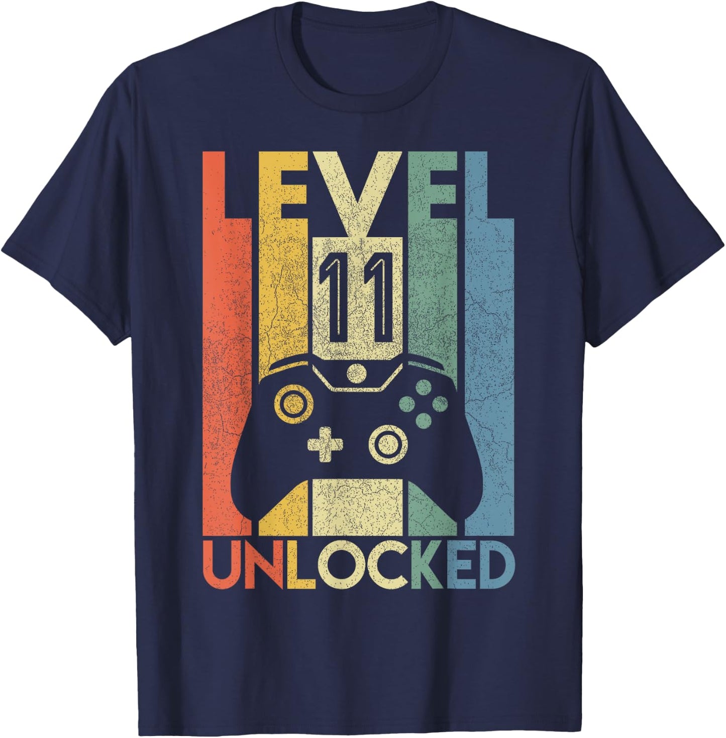 Level 11 Unlocked Shirt Funny Video Gamer 11th Birthday Gift T-Shirt - T-Shirt | Navy