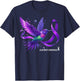 Hummingbird Holding Purple Ribbon Alzheimer's Awareness T-Shirt - T-Shirt | Navy