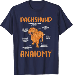 Dachshund Funny Anatomy Wiener Dog and Doxie Lovers T-Shirt - T-Shirt | Navy