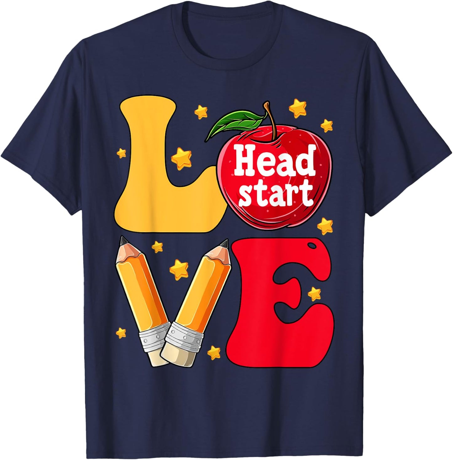 Funny Love Headstart Head Start Teachers First Day Of School Men Women Kids T-Shirt - T-Shirt | Navy