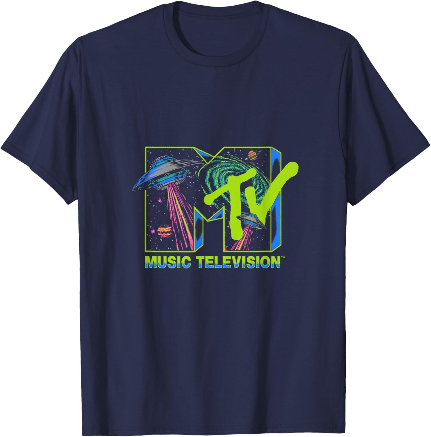 MTV Music Television Alien Invasion UFO T-Shirt - T-Shirt | Navy