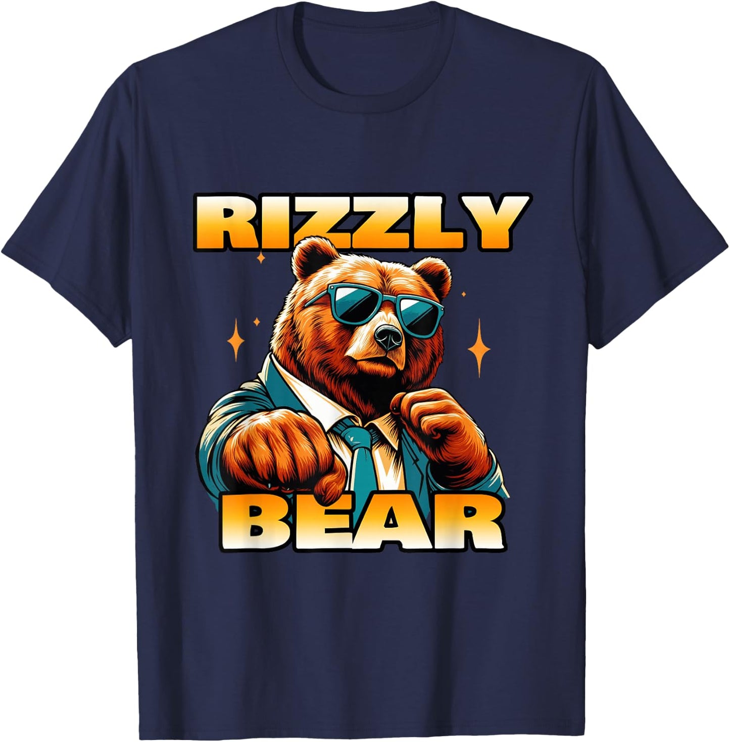 Rizzly Bear Wearing Sunglasses Cool Grizzly Bear T-Shirt - T-Shirt | Navy