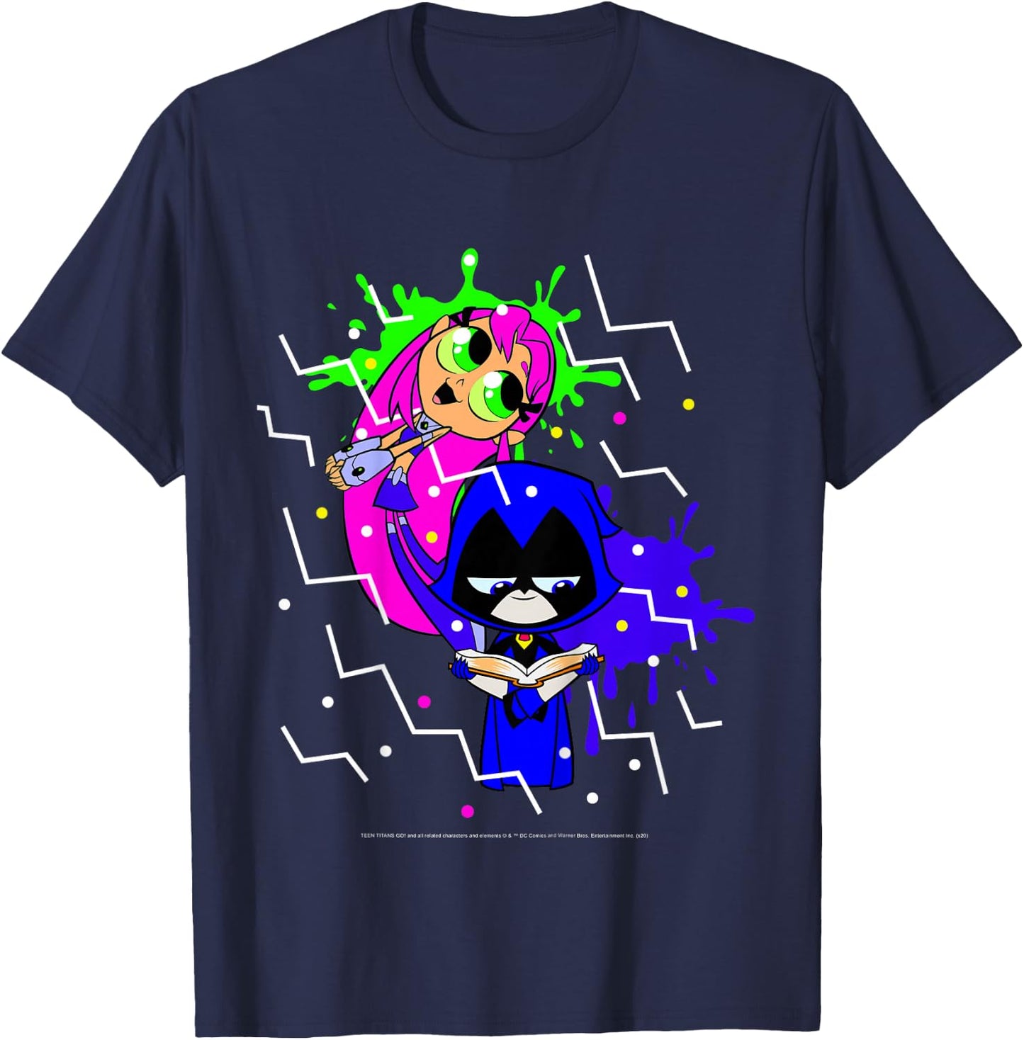 Kids DC Comics Teen Titans Go! Raven & Starfire Paint Splatter T-Shirt - T-Shirt | Navy