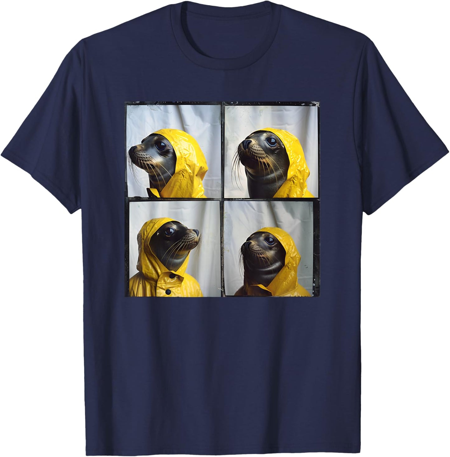 Cute Sea Lion Funny Animal Photobooth Ocean Harbor Seal T-Shirt - T-Shirt | Navy