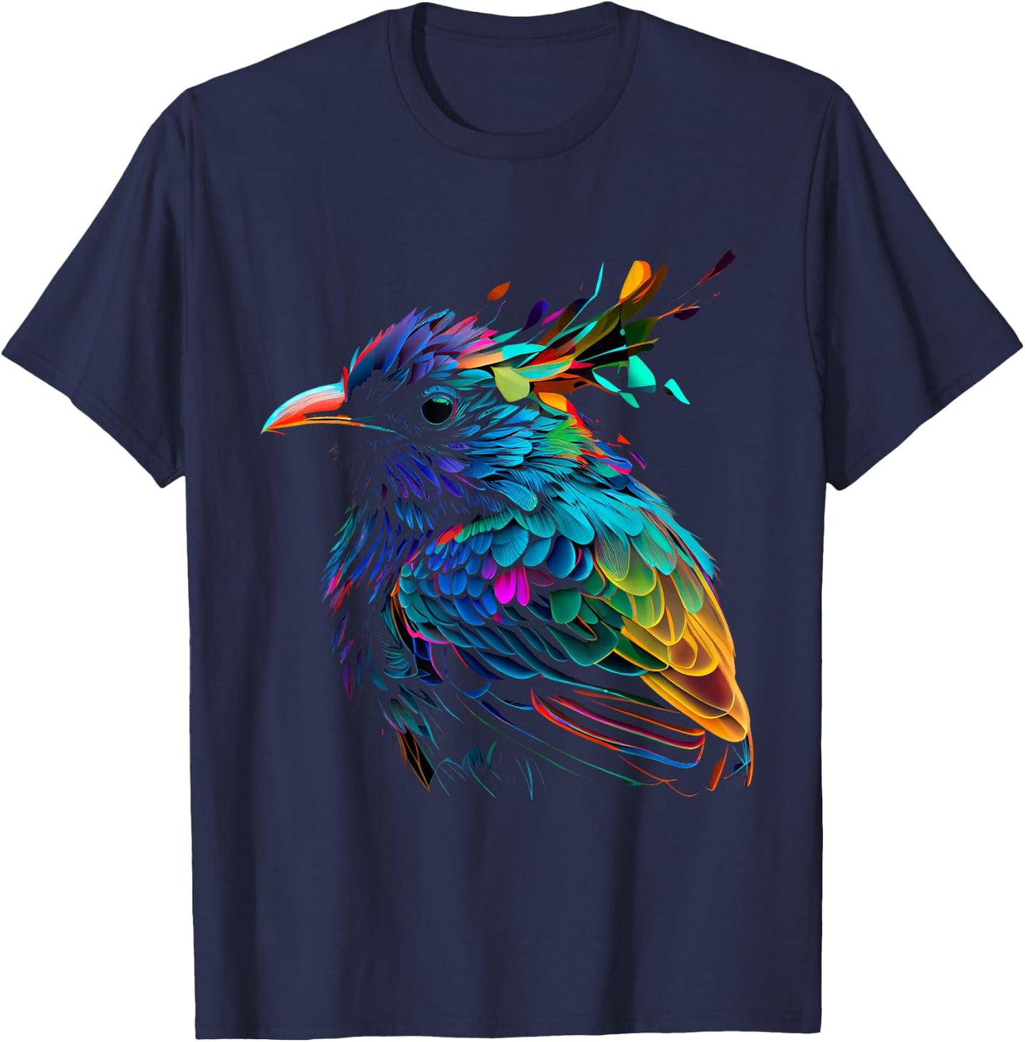 Colorful Abstract Bird Art Colorful Feathers T-Shirt - T-Shirt | Navy