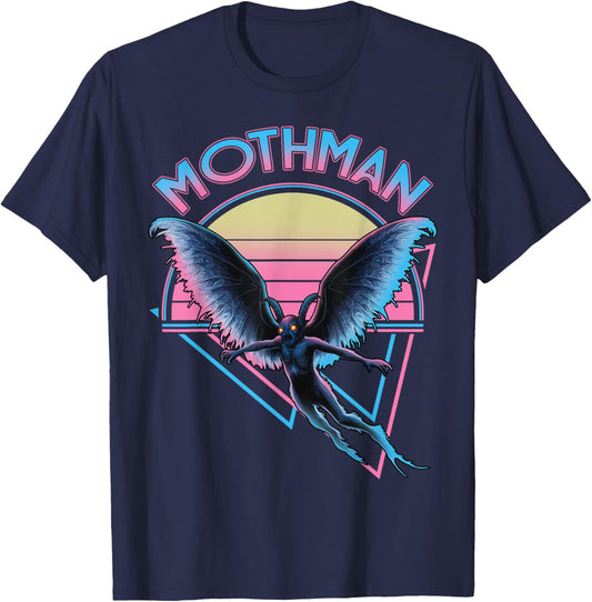 Mothman Vaporwave Cryptozoology Retro Vintage Cryptid T-Shirt - T-Shirt | Navy