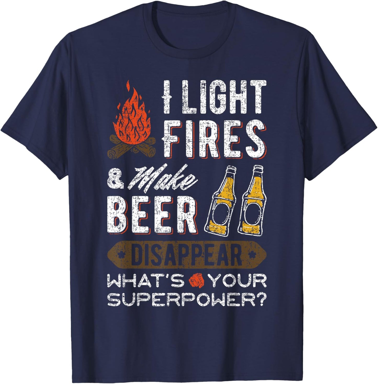 Funny Camper Gift Happy Camping Beer Lover Camp Vacation T-Shirt - T-Shirt | Navy