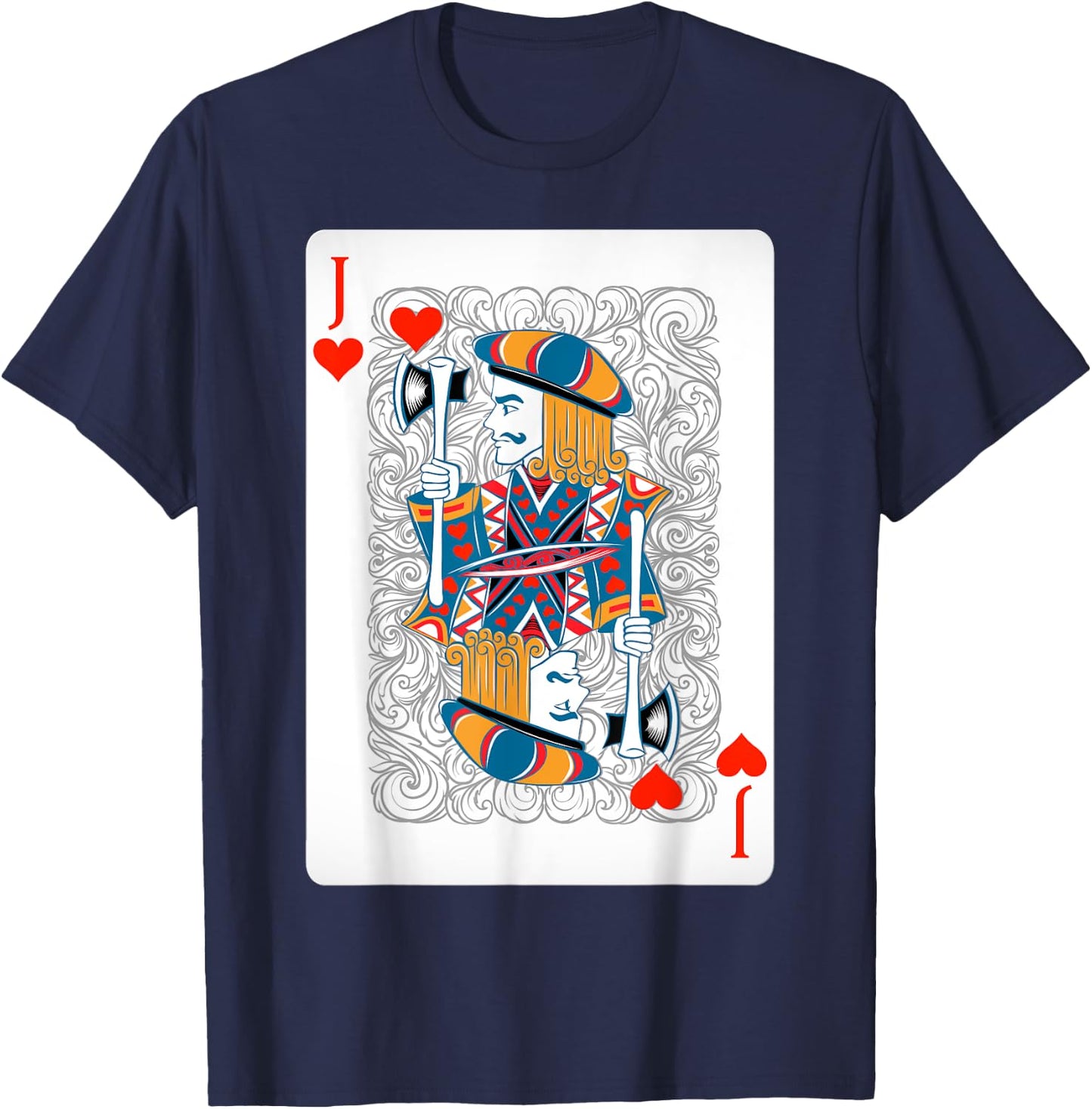 Jack Of Hearts Playing Cards Shirt Easy Halloween Costume T-Shirt - T-Shirt | Navy