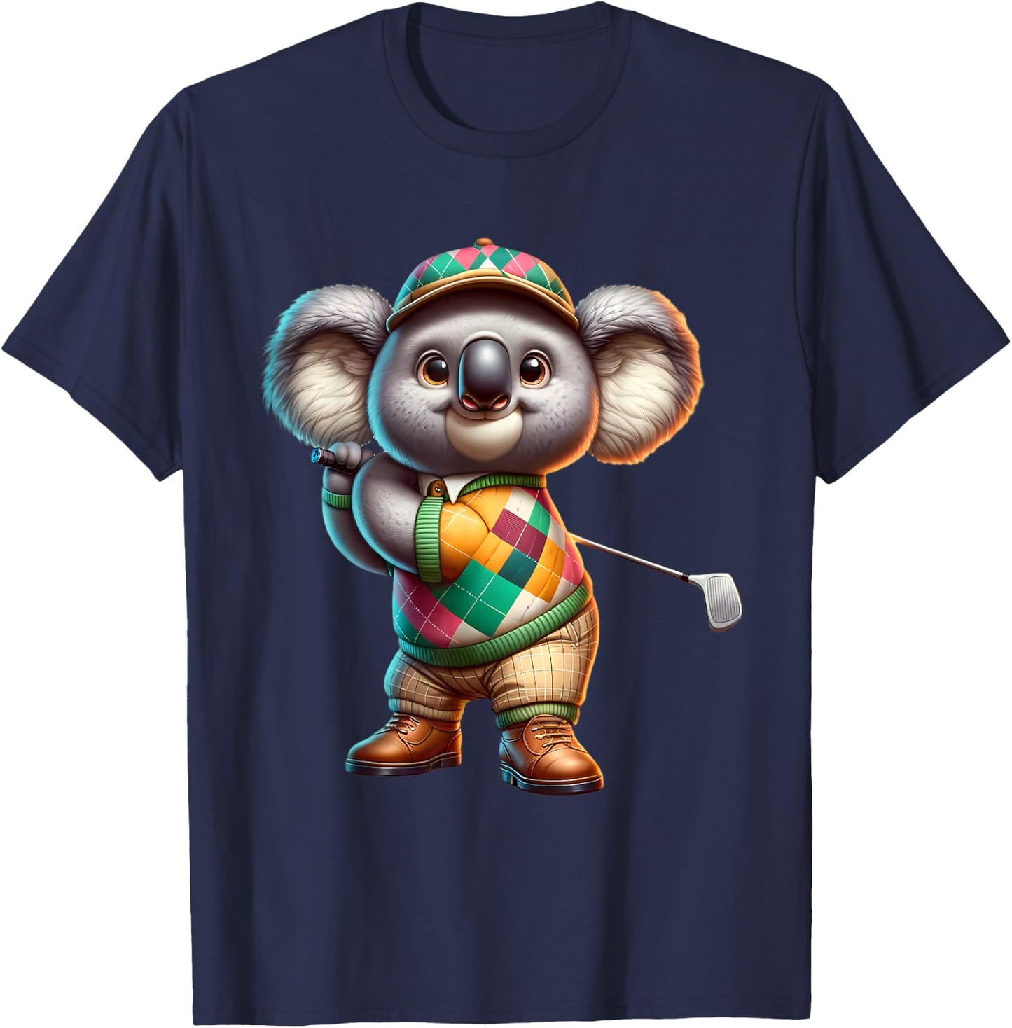 Cute Koala Play Golf Golfer Golfing Sport Men Women Kids T-Shirt - T-Shirt | Navy