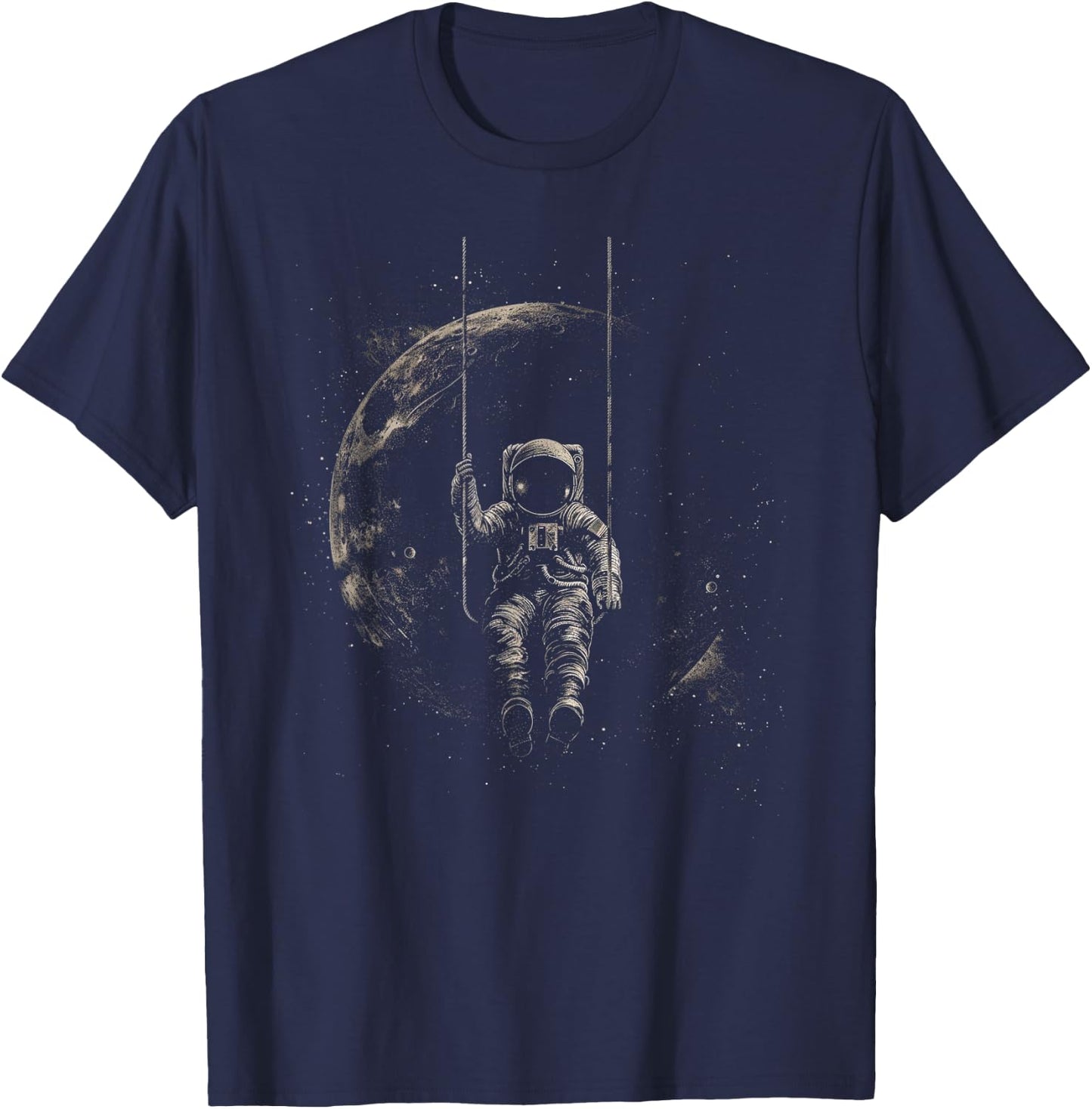 Astronaut Swinging on Moon T-Shirt - T-Shirt | Navy