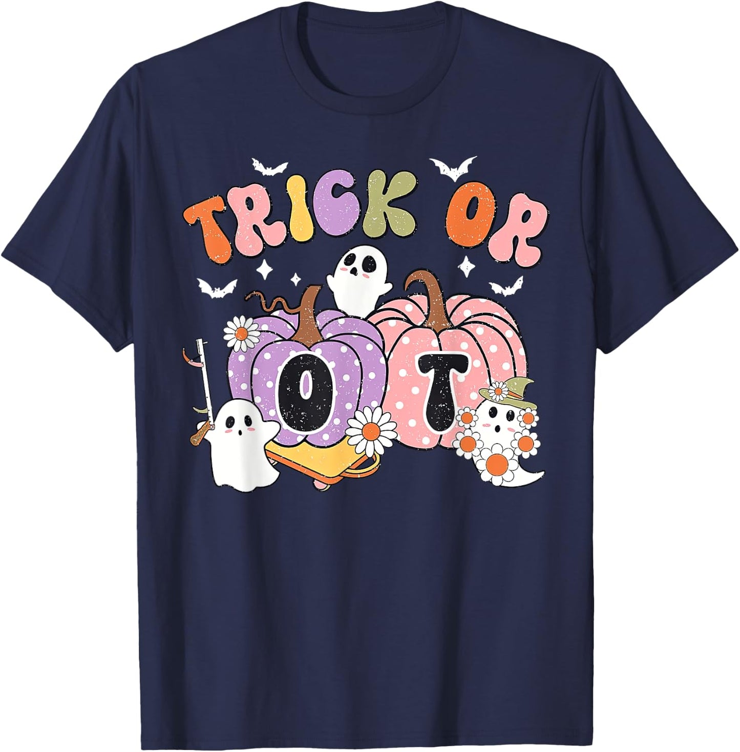 Trick Or OT Pumpkin Ghost Occupational Therapy Halloween T-Shirt - T-Shirt | Navy