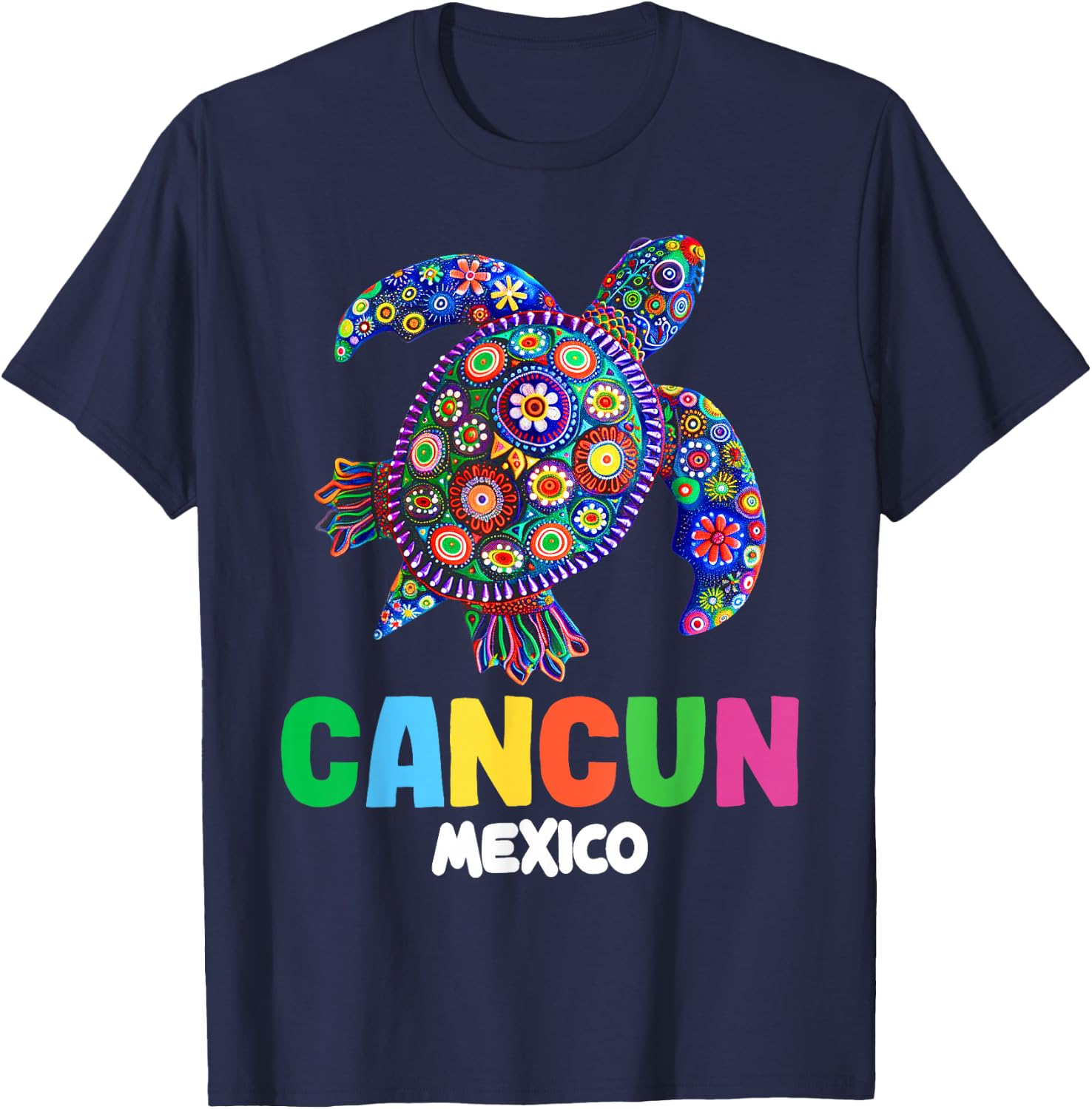 Cancun Mexico Sea Turtle T-Shirt - T-Shirt | Navy