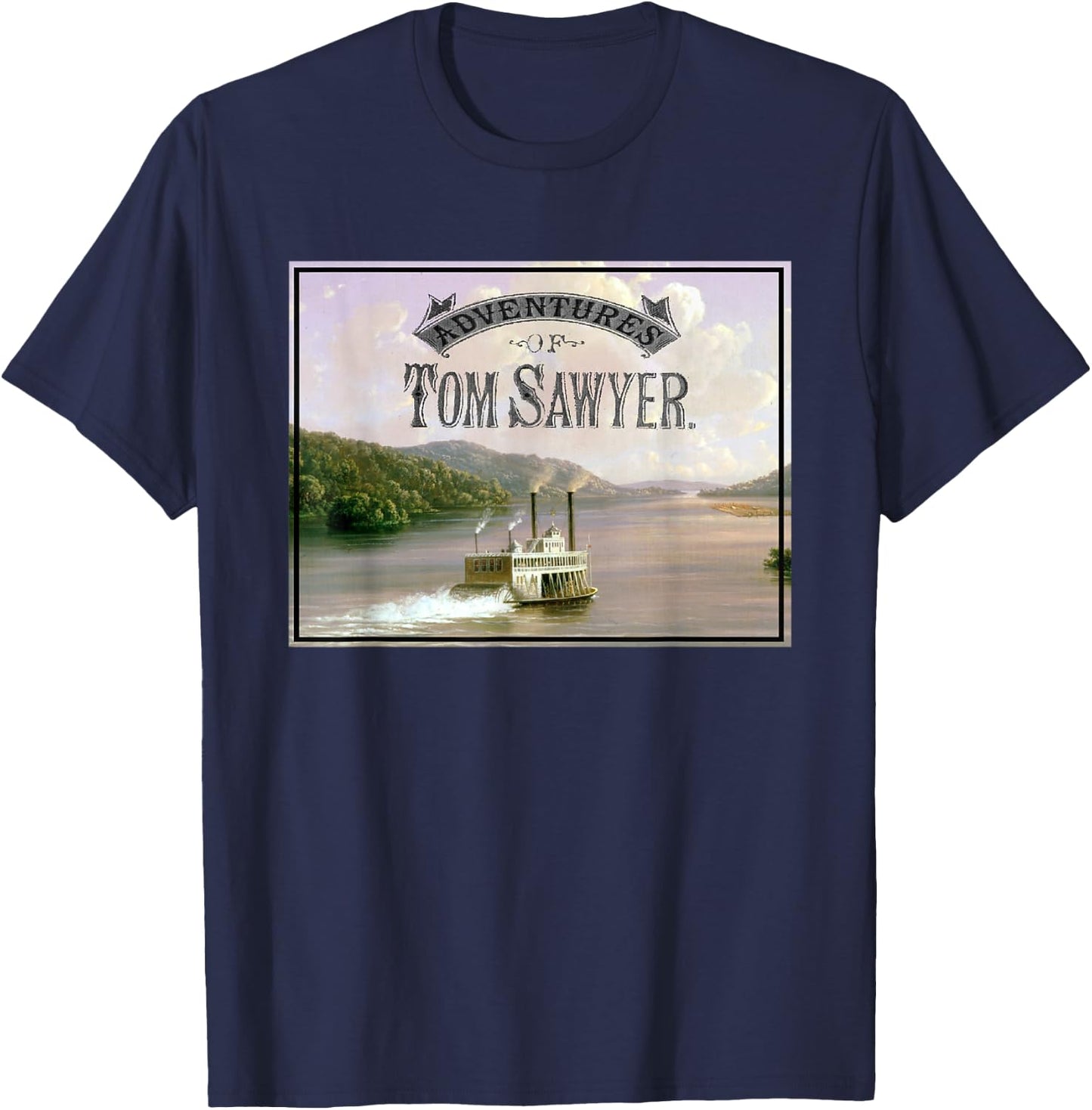 Tom Sawyer Adventures - Mississippi River Landscape T-Shirt - T-Shirt | Navy