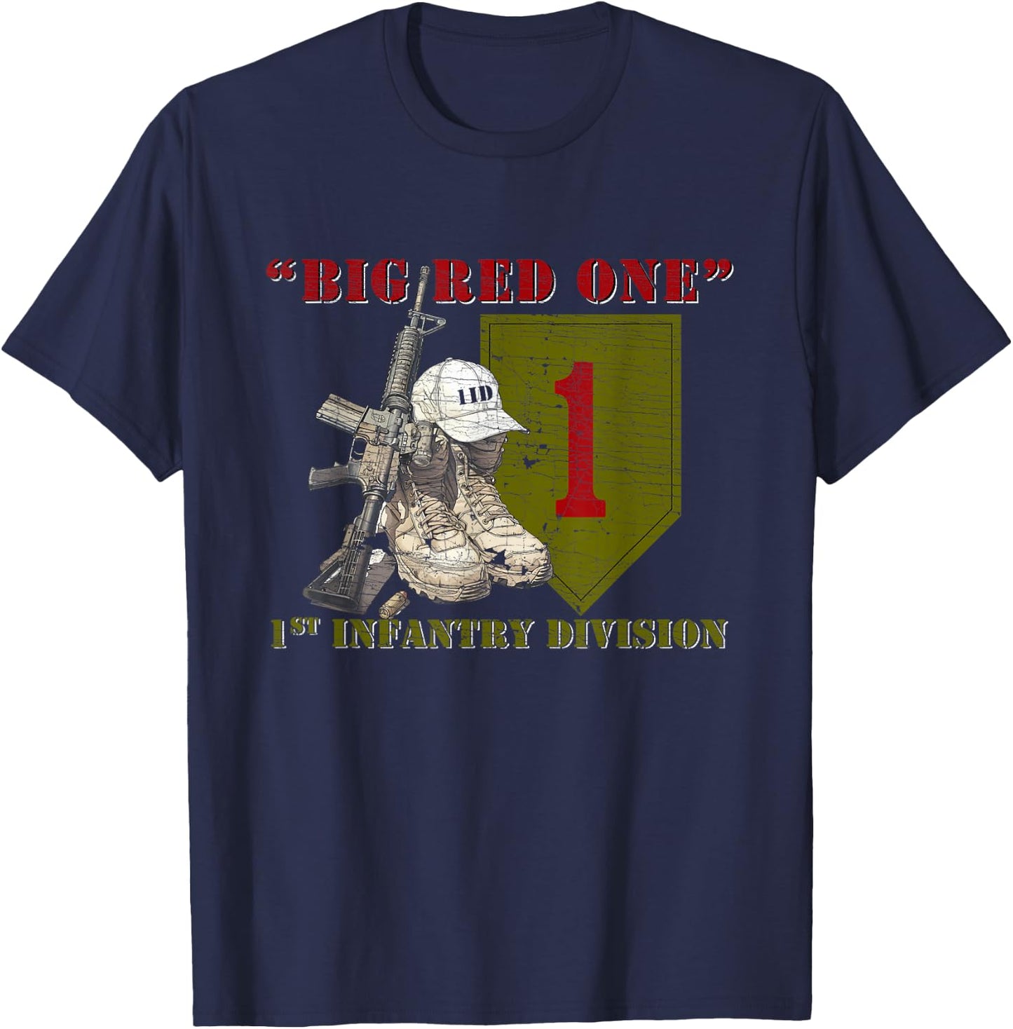 Veteran 1st Infantry Division 1ID BRO Fort Riley Kansas , Small, Black T-Shirt - T-Shirt | Navy