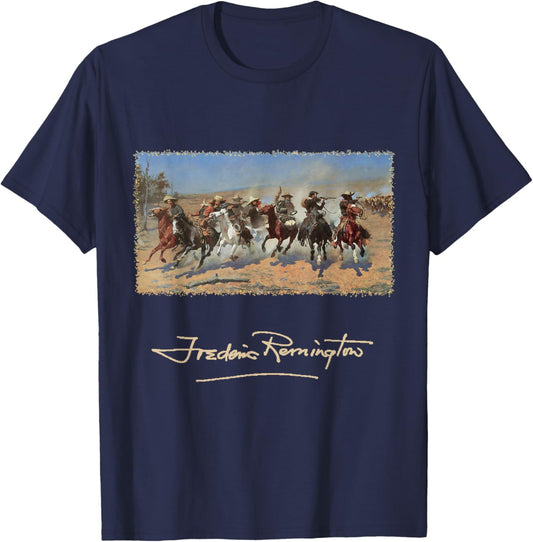 A Dash for Timber by Frederic Remington, Cowboys T-Shirt - T-Shirt | Navy