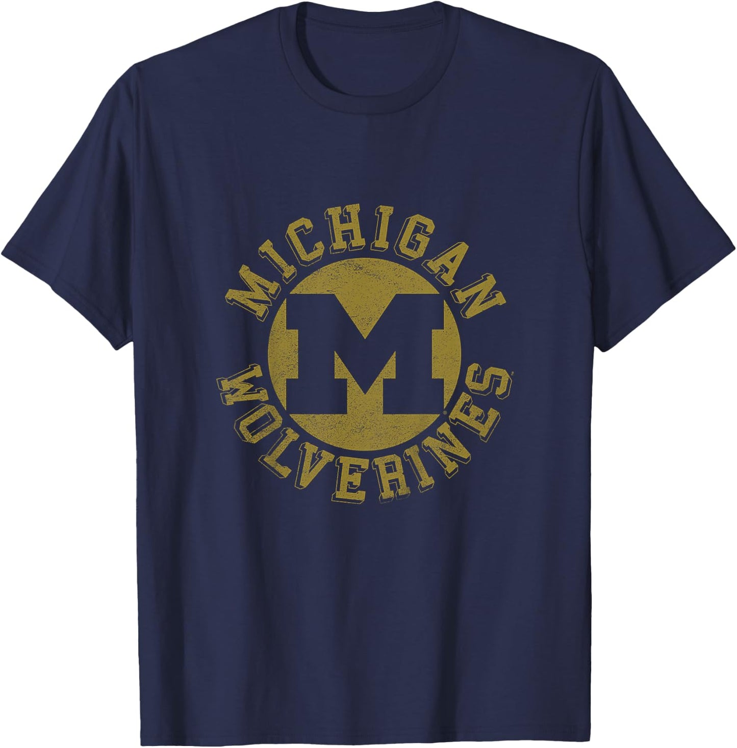 Kids University of Michigan Wolverines U of M Classic Retro Stamp T-Shirt - T-Shirt | Navy