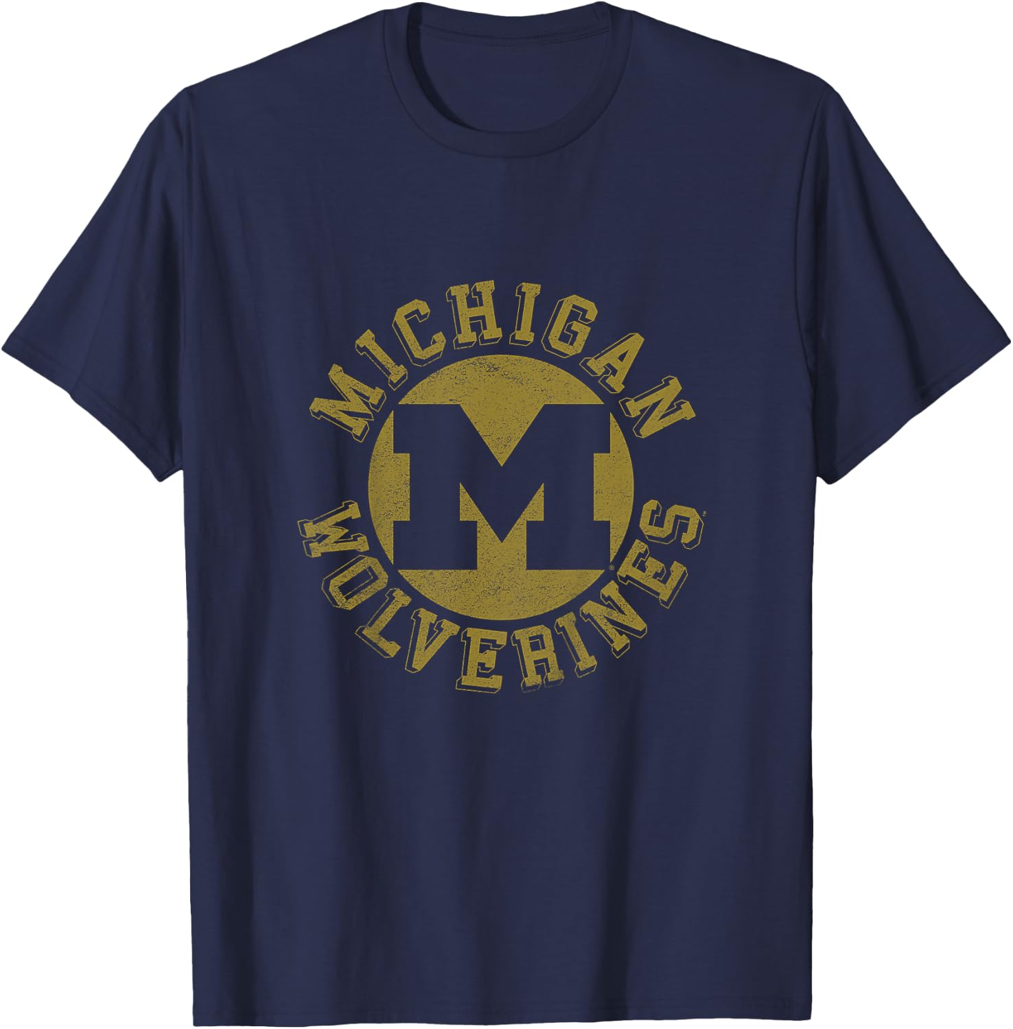 Kids University of Michigan Wolverines U of M Classic Retro Stamp T-Shirt - T-Shirt | Navy