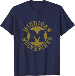 Kids University of Michigan Wolverines U of M Classic Retro Stamp T-Shirt - T-Shirt | Navy
