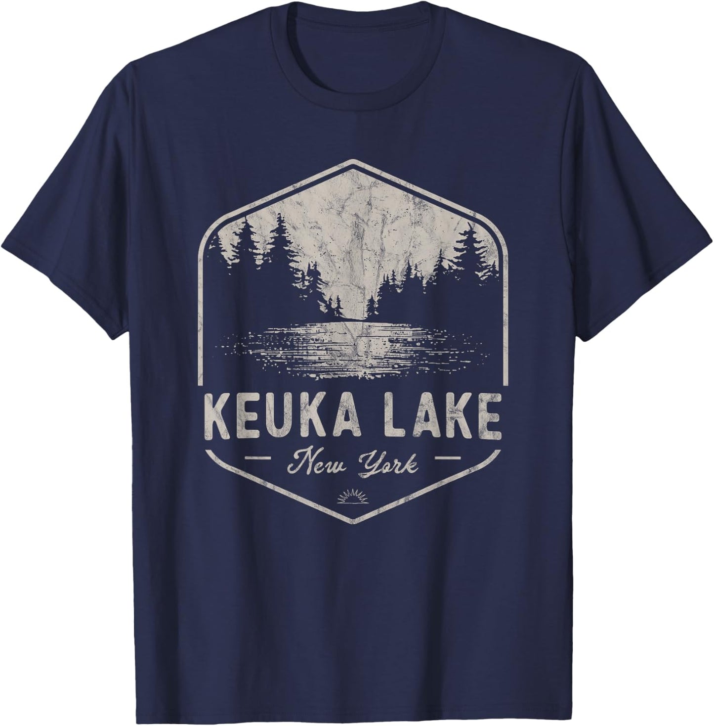 Keuka Lake New York Outdoors Vintage T-Shirt - T-Shirt | Navy