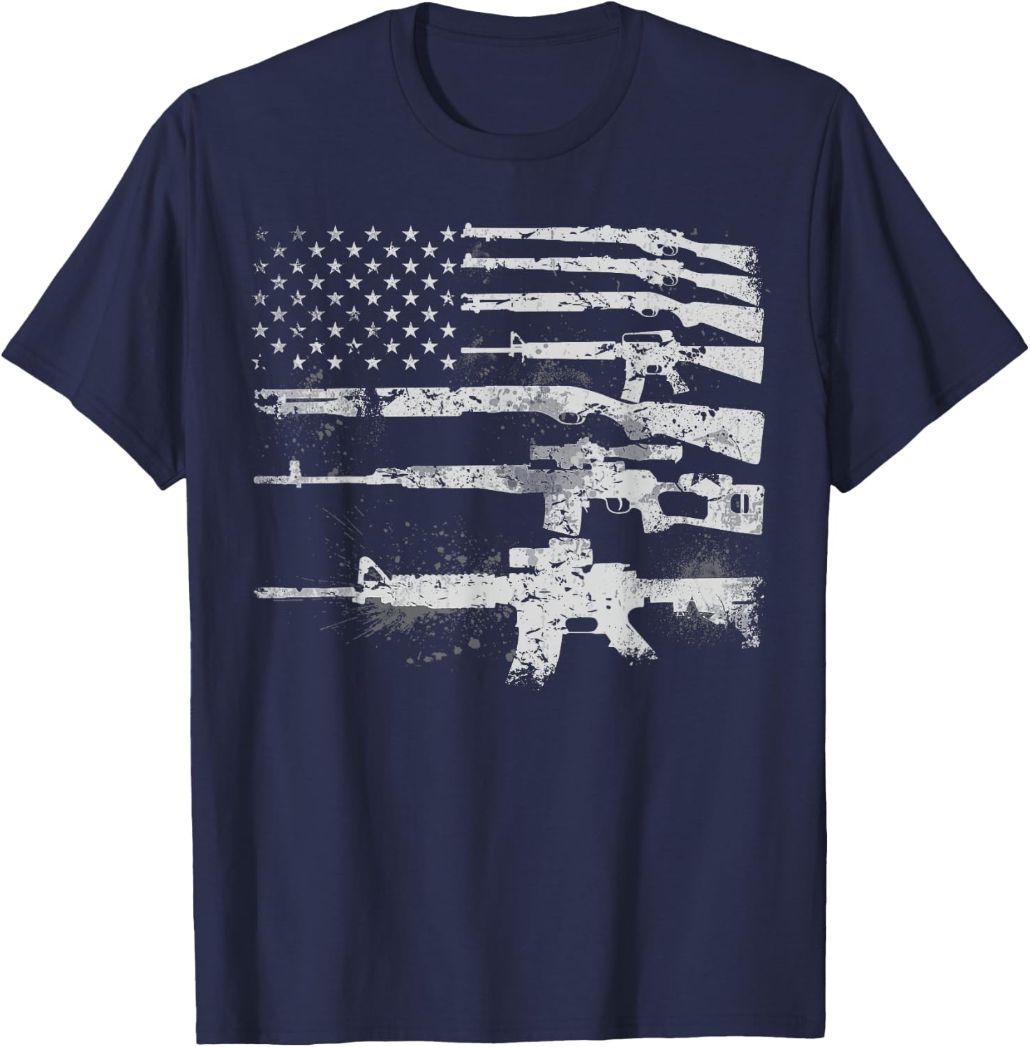 Gun Women Machine Guns USA Flag 2A Gifts T-Shirt - T-Shirt | Navy