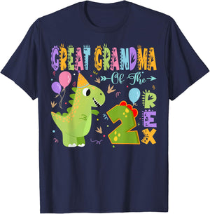 Great Grandma Of The Two Rex 2Nd Birthday Dinosaur Party T-Shirt - T-Shirt | Navy