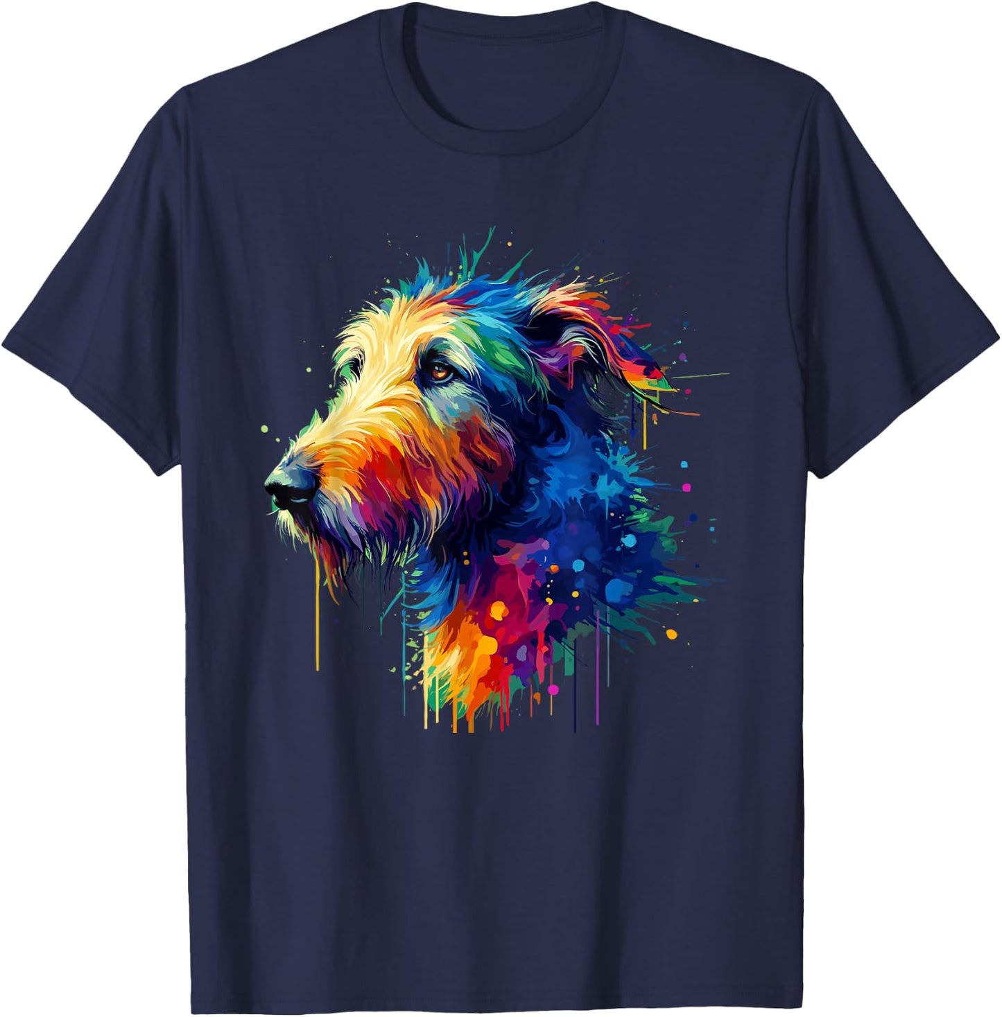 Colorful Splash Art Irish Wolfhound T-Shirt - T-Shirt | Navy