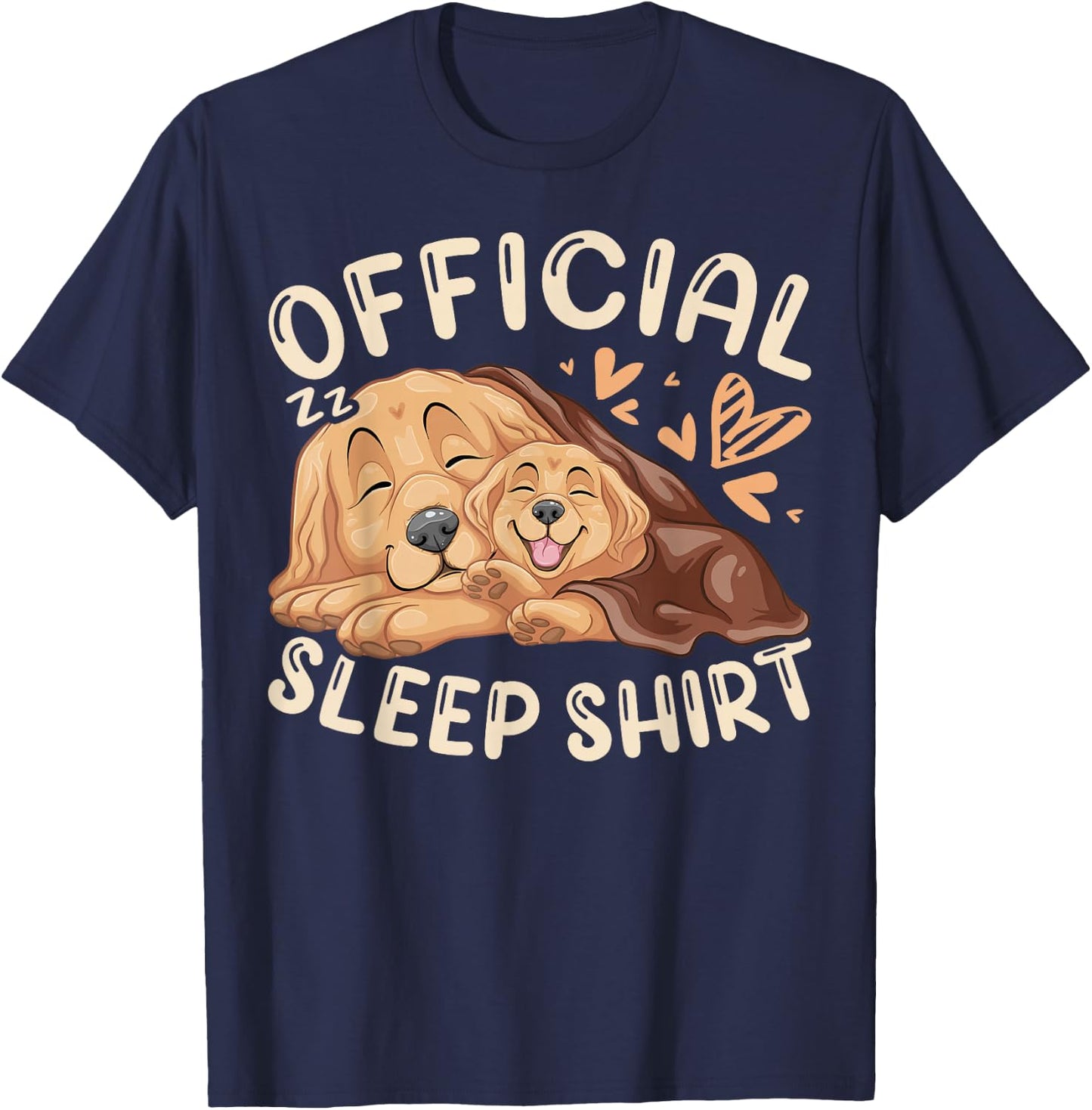 Official Sleep Shirt, Golden Retriever with Puppy T-Shirt - T-Shirt | Navy