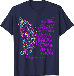 Rett Syndrome Warrior Purple Butterfly I Am The Storm T-Shirt - T-Shirt | Navy