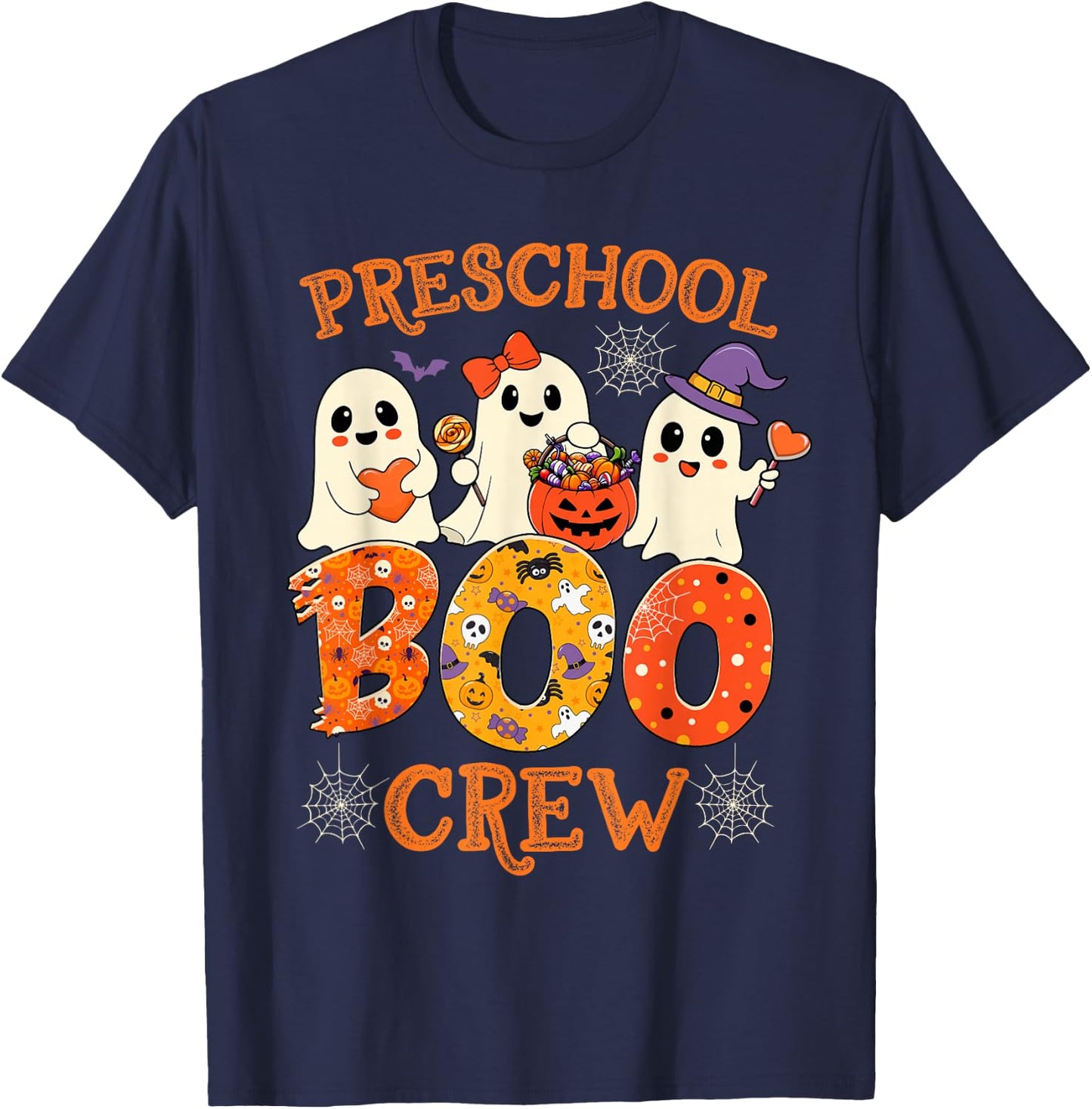 Preschool Boo Crew Funny Halloween Costume for Teacher Kids T-Shirt - T-Shirt | Navy