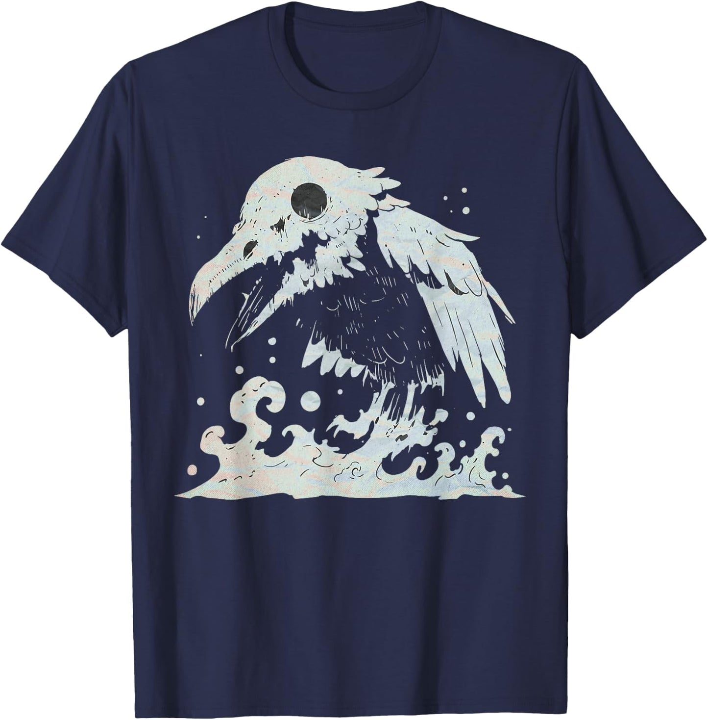 Avian Pastel Goth Bird Lover Halloween Spooky Corvid Crow T-Shirt - T-Shirt | Navy
