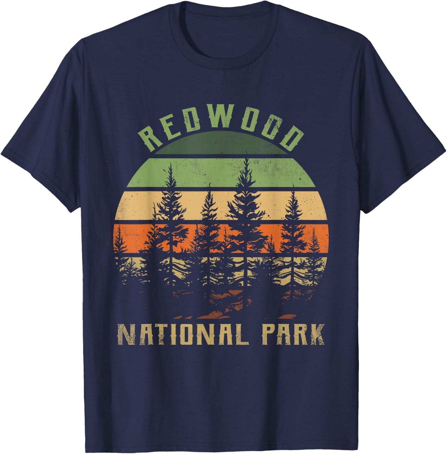 Retro Vintage Redwood National Park for kids Hiking Camping T-Shirt - T-Shirt | Navy