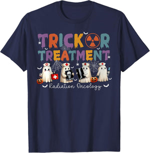 Trick Or Treatment Radiation Oncology Halloween Rad Therapy T-Shirt - T-Shirt | Navy