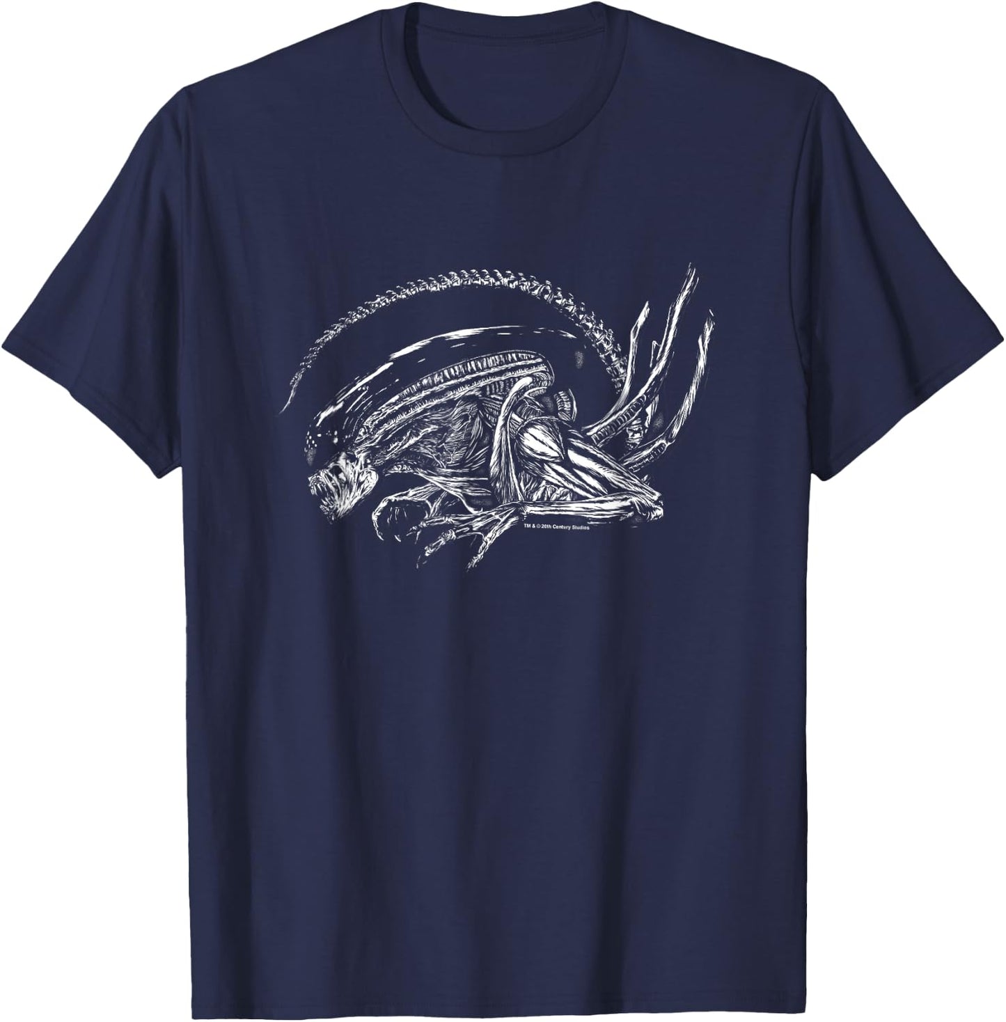 Aliens Iconic Dangerous Xenomorph Profile Silhouette Logo T-Shirt - T-Shirt | Navy
