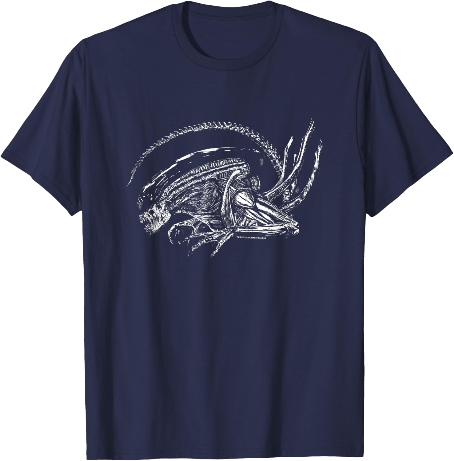 Aliens Iconic Dangerous Xenomorph Profile Silhouette Logo T-Shirt - T-Shirt | Navy