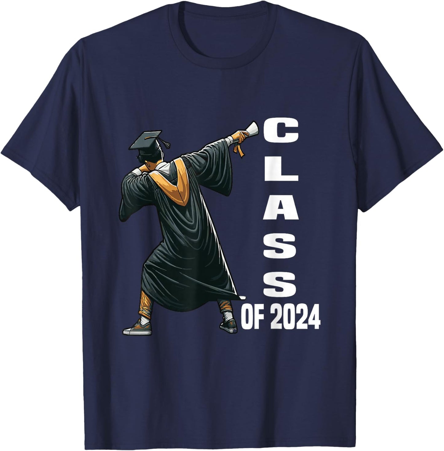 Dabbing Graduation Class Of 2024 Men Funny Graduation T-Shirt - T-Shirt | Navy