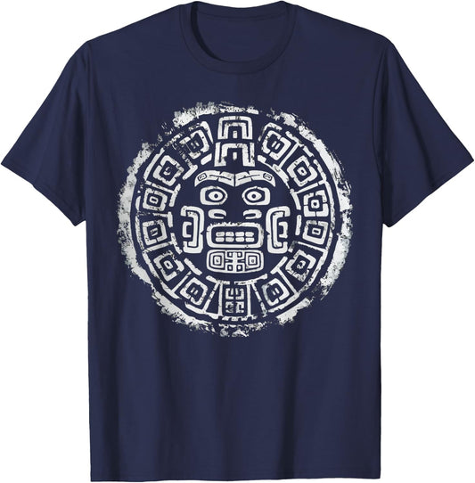 Aztec God Aztec Culture Mayan Indigenous Tlaloc Statue T-Shirt - T-Shirt | Navy