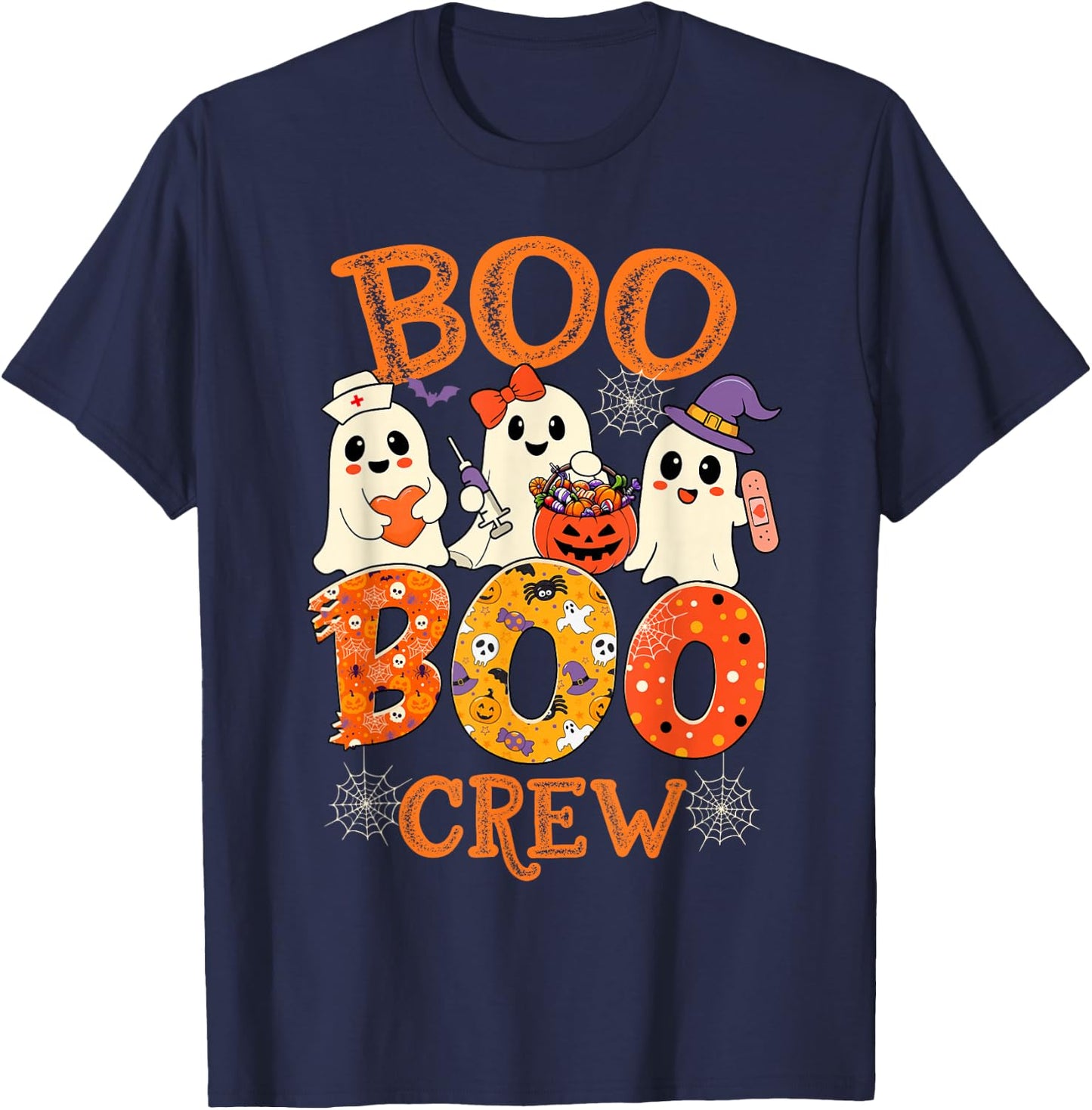 Nurse Boo Crew Funny Ghost Halloween Spooky Costume Nurse T-Shirt - T-Shirt | Navy