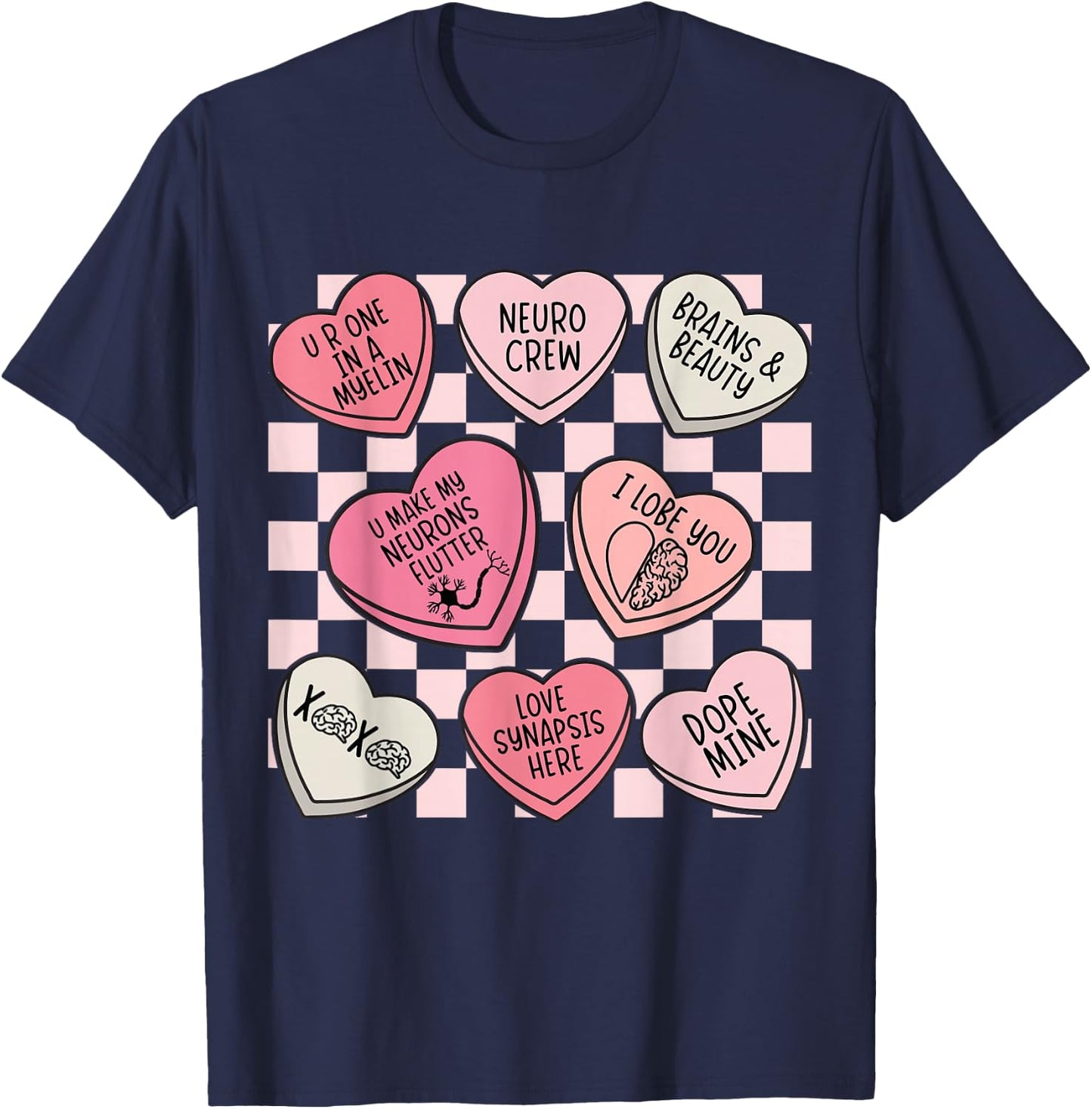 Neurology Nursing Valentines Neuro Nurse Neurologist Brain T-Shirt - T-Shirt | Navy